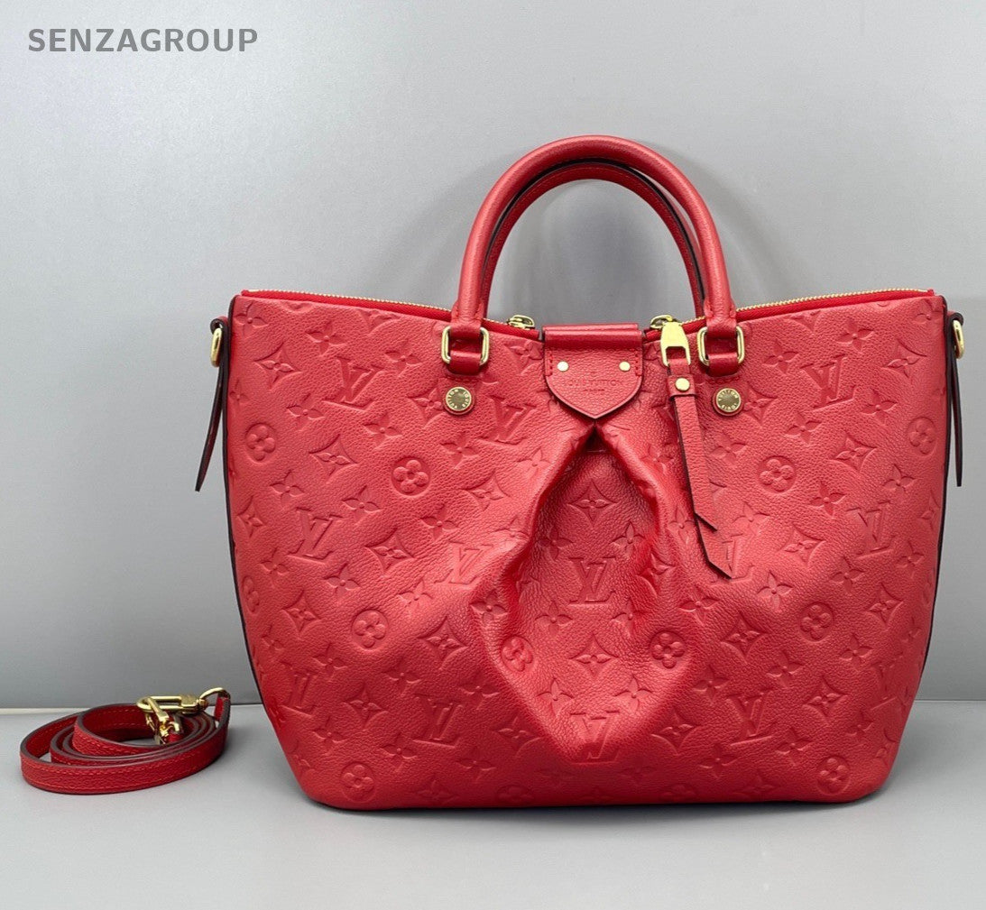 Louis Vuitton Monogram Empreinte 2Way Top Handle Bag Crossbody Red Gold Women