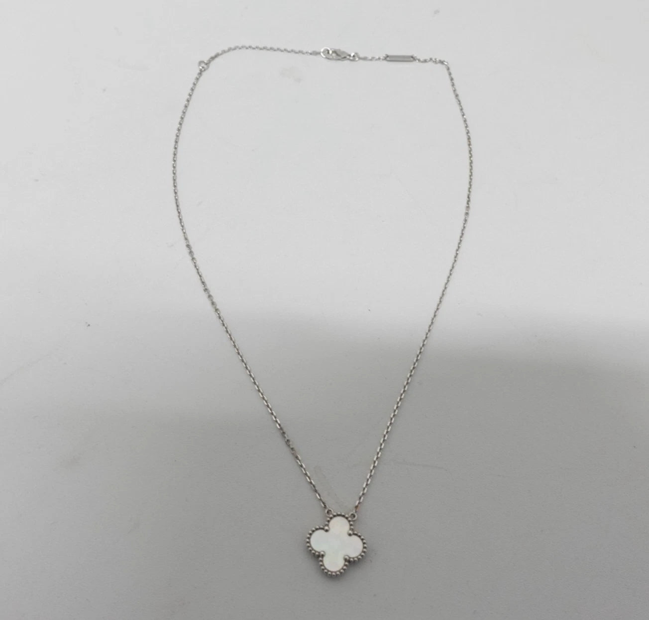 Van Cleef &amp; Arpels Vintage Alhambra Necklace 18K White Gold Mother of Pearl