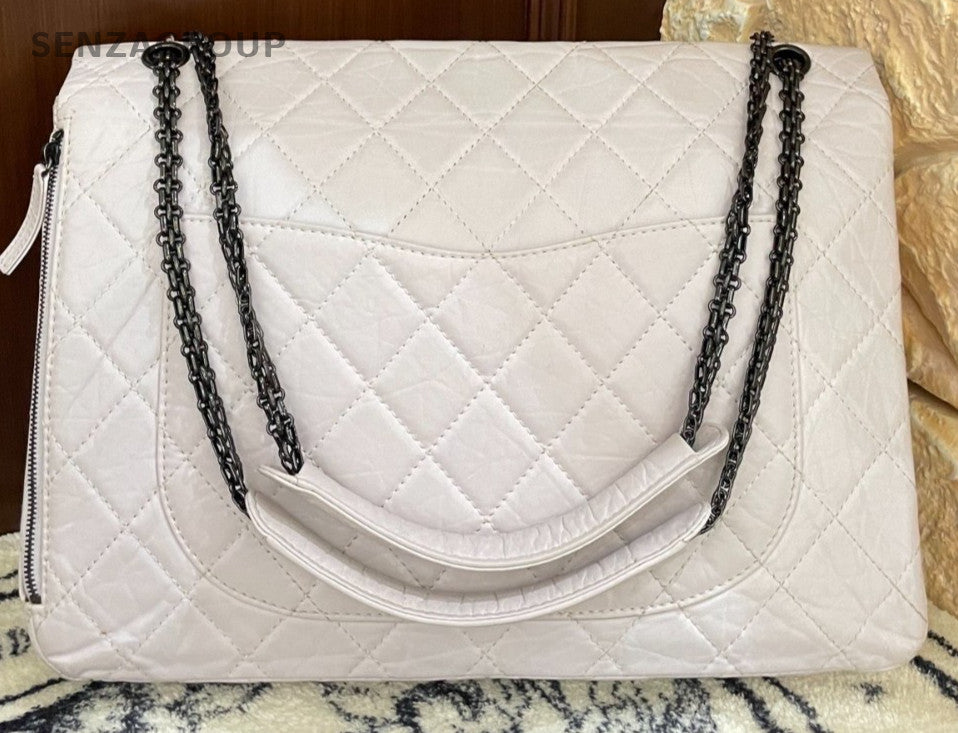 Chanel Calfskin Mini Chain Shoulder Bag White Black Diamond Women Classic