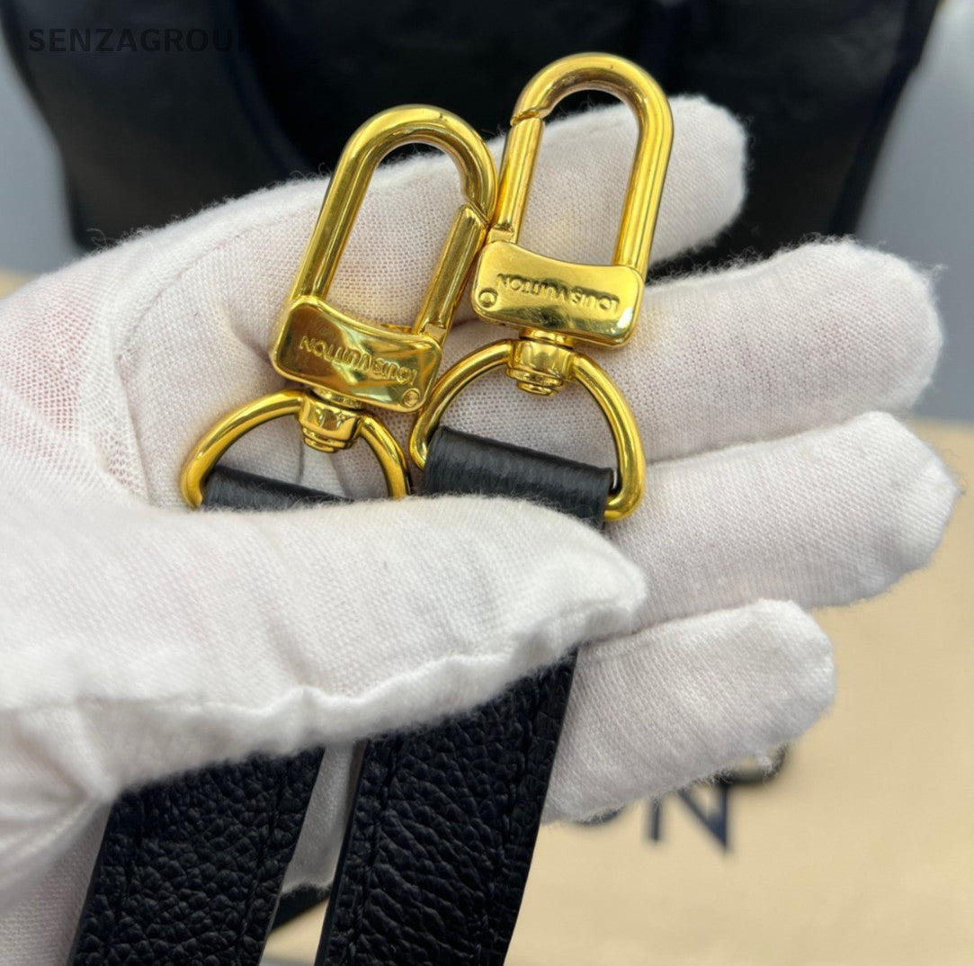 Louis Vuitton Speedy25 Monogram Black Gold Top Handle Bag Crossbody Women