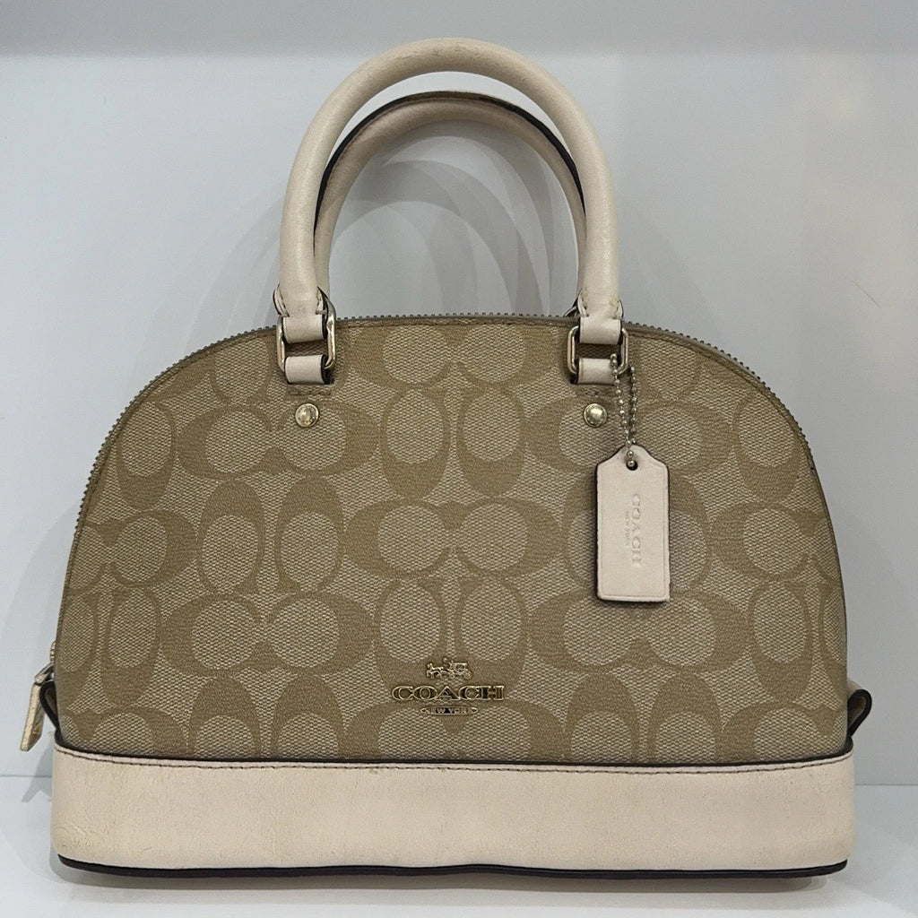 Coach Beige Canvas Monogram Sierra Shell Shoulder Crossbody Handbag Women