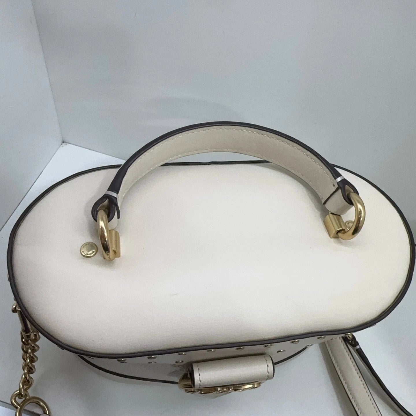 Coach Georgie 20 White Rivet Leather Box Handbag Shoulder Crossbody Women
