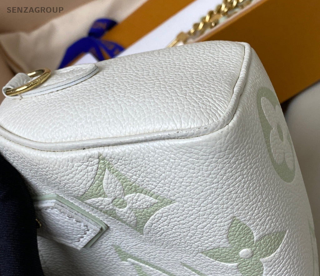 Louis Vuitton Speedy Nano Monogram Top Handle Bag Chain Crossbody Green Women