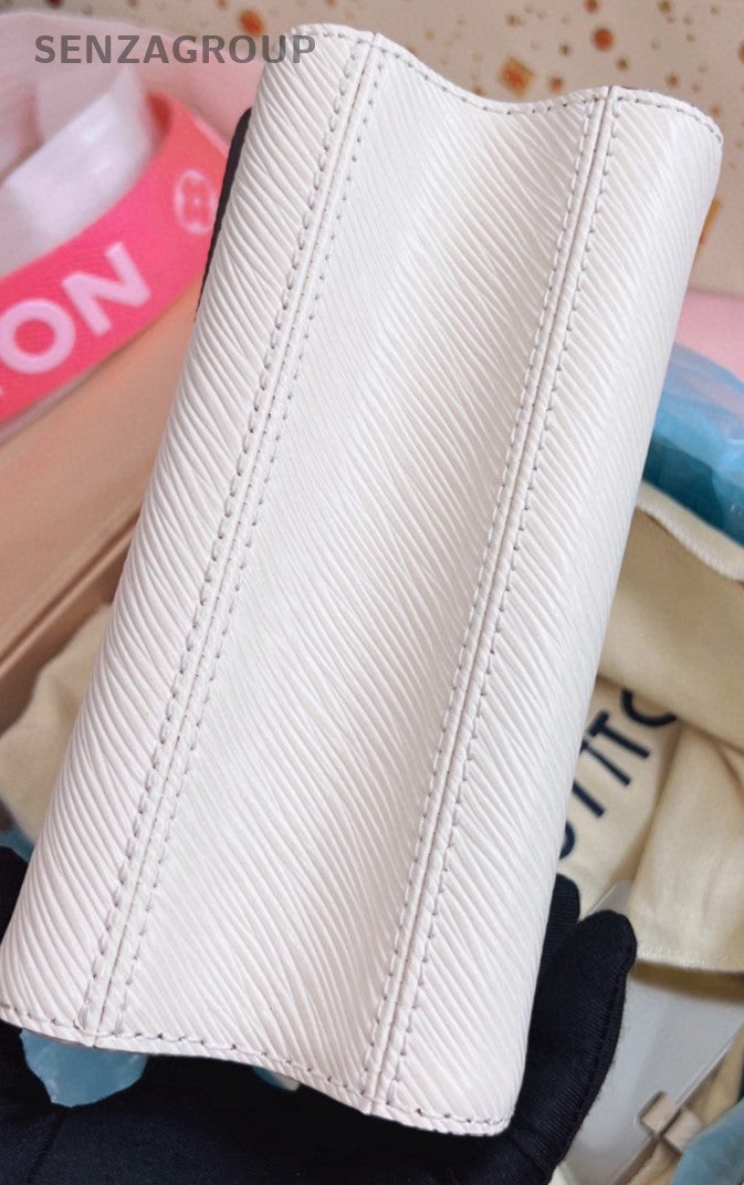 Louis Vuitton Twist PM Top Handle Shoulder Bag White Gold Used Women Classic