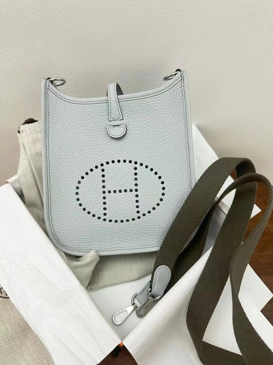Hermes Mini Evelyne Blue Crossbody Shoulder Bag For Women