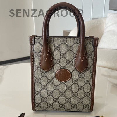 Gucci Retro Classic GG Monogram Brown Shoulder Bag with Gold Hardware