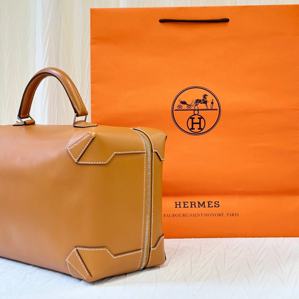 Hermes Maxibox Gold Brown Top Handle Box Bag For Women