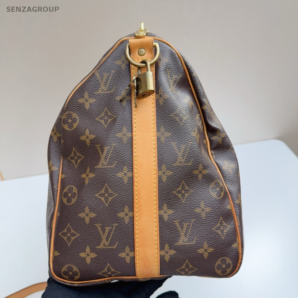 Louis Vuitton Keepall45 Monogram Top Handbag Crossbody Brown Gold Unisex Adults