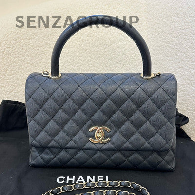 Chanel Coco Handle Medium Black Calfskin Classic Handbag Shoulder Bag Women