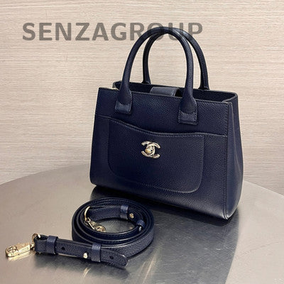 Chanel Blue Gold Hardware Leather Shoulder Bag Classic Women's Fashion