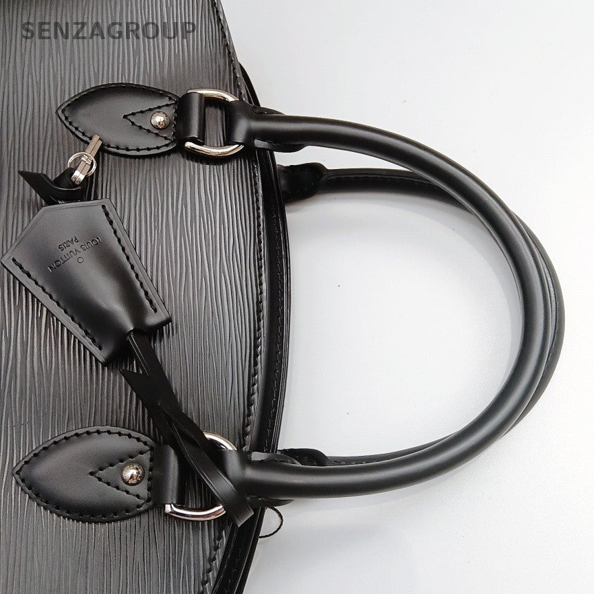 Louis Vuitton Epi Top Handle Bag Black Silver Used Women Classic