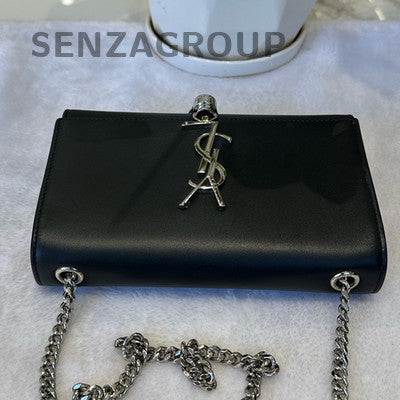 Saint Laurent Black Silver Tassel Chain Shoulder Crossbody Bag Classic Women