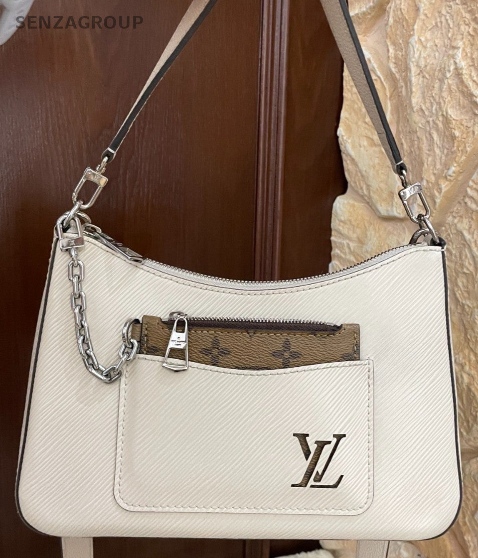 Louis Vuitton Marelle Epi Leather Shoulder Bag Crossbody White Silver Women