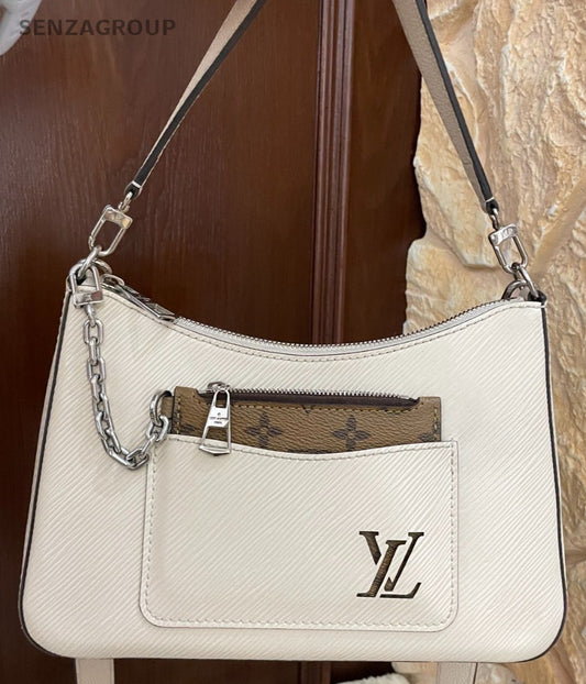 Louis Vuitton Marelle Epi Leather Shoulder Bag Crossbody White Silver Women