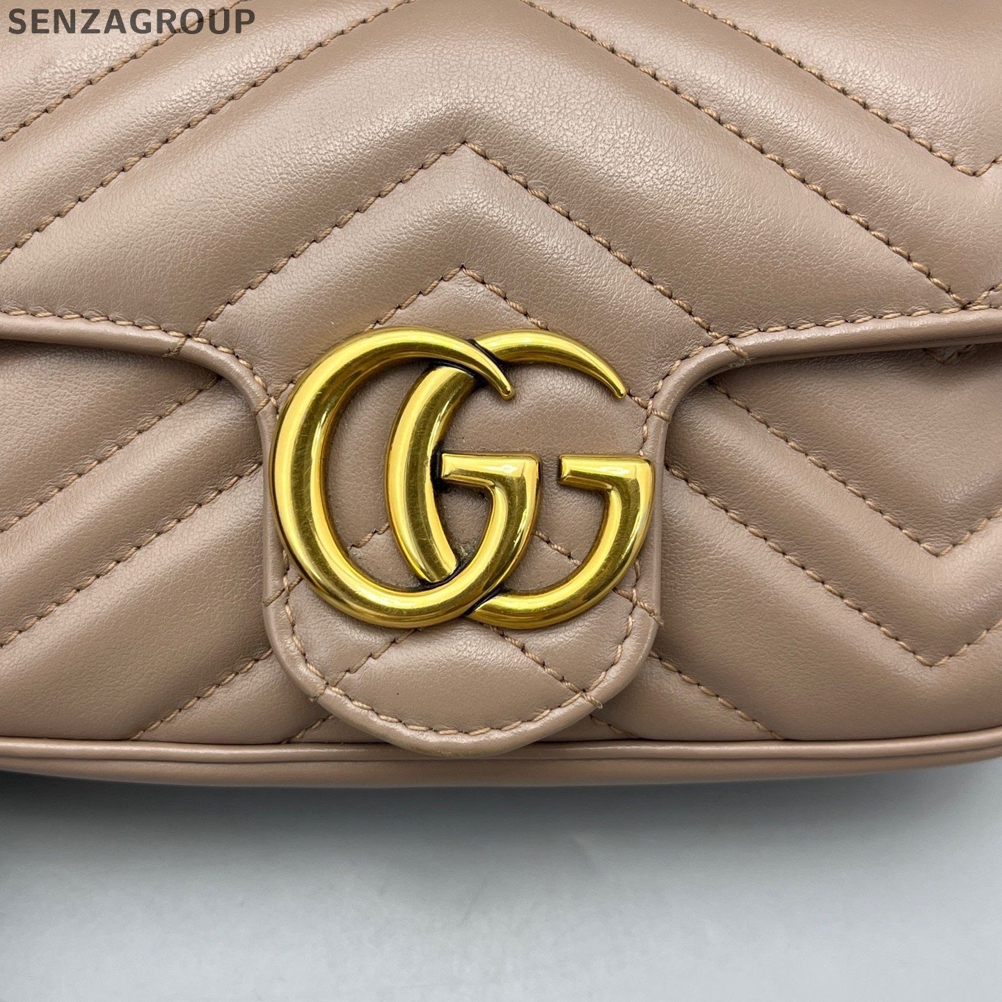 Gucci Marmont Mini Chain Crossbody Bag Beige Gold Hardware Classic Women