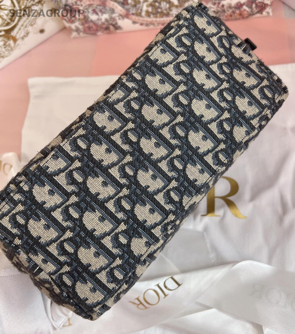 Christian Dior Oblique Monogram Shoulder Bag White Gold Women Classic