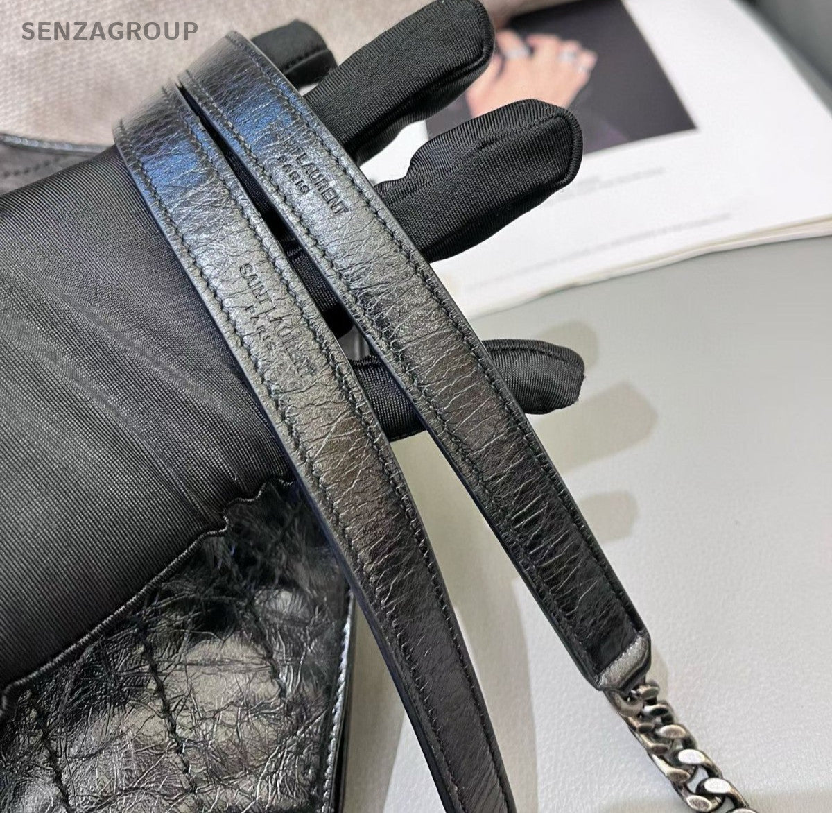 Saint Laurent Niki Shopping Bag Chain Tote Shoulder Bag Black Silver Used Women