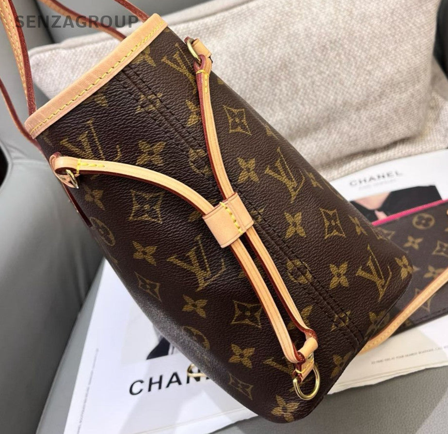 Louis Vuitton Neverfull PM Monogram Shoulder Bag Brown Gold Women Classic