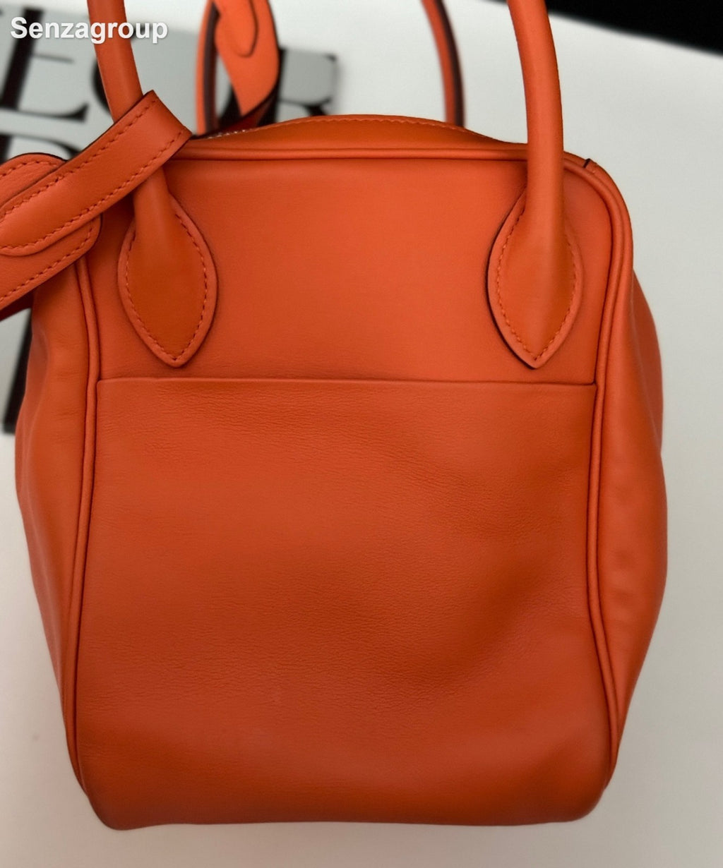 Hermes Lindy30 Top Handle Shoulder Bag Orange Silver Women Classic Fashion