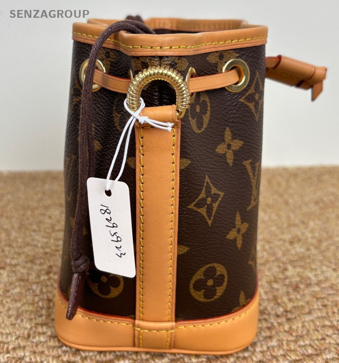 Louis Vuitton Nano Neo Monogram Bucket Crossbody Brown Gold Women Classic