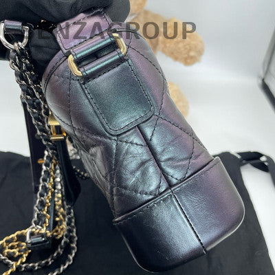 Chanel Gabrielle Small Chevron Chain Shoulder Crossbody Bag Black Gold
