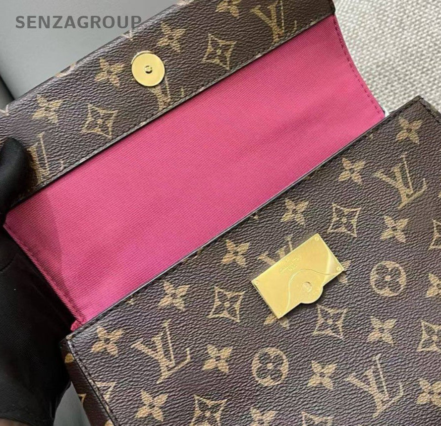 Louis Vuitton Cluny BB Monogram Top Handle Bag Crossbody Brown Women Classic