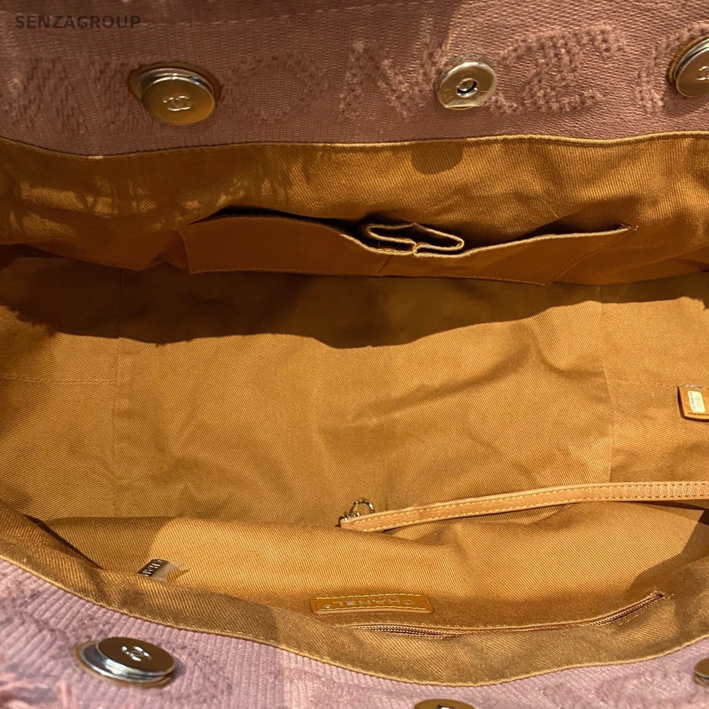 Chanel Beach Tote Chain Shoulder Bag Pink Brown Silver Women Classic