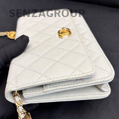 Chanel WOC Lambskin Gold Chain Shoulder Crossbody Bag Quilted Classic