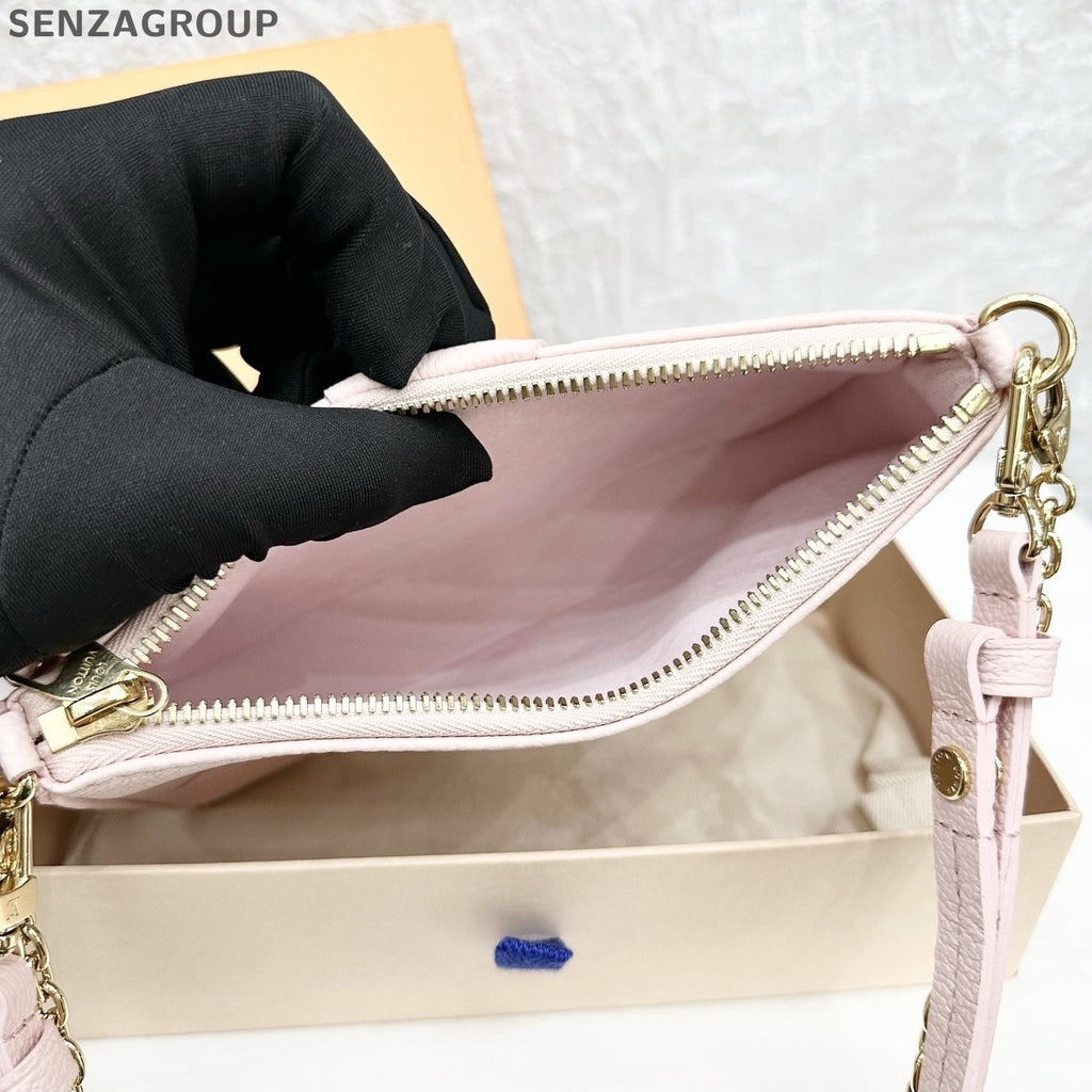 Louis Vuitton Easy Pouch Monogram Chain Shoulder Bag Pink Gold