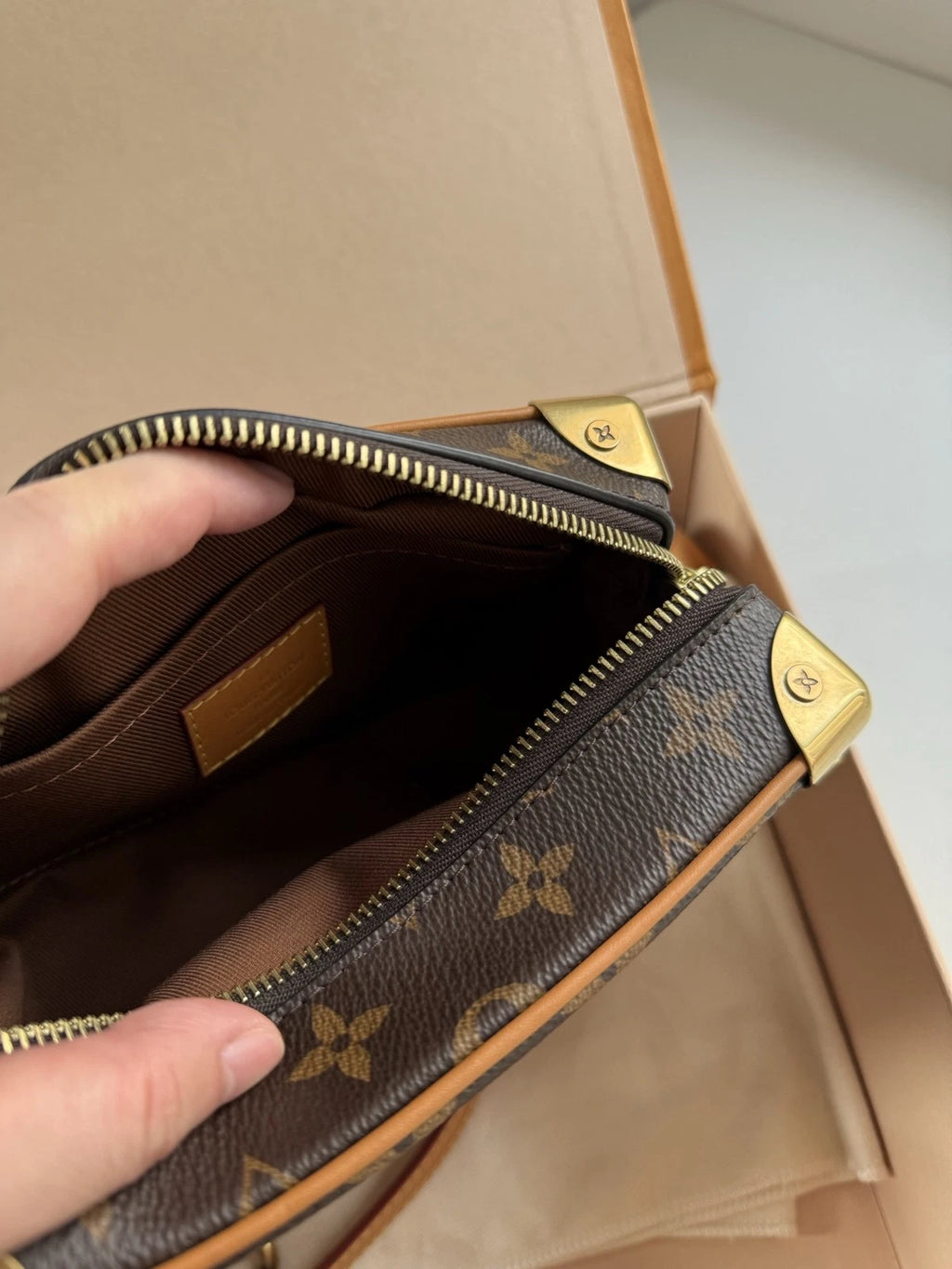 Louis Vuitton Soft Trunk Monogram Canvas Shoulder Bag Crossbody Gold Hardware