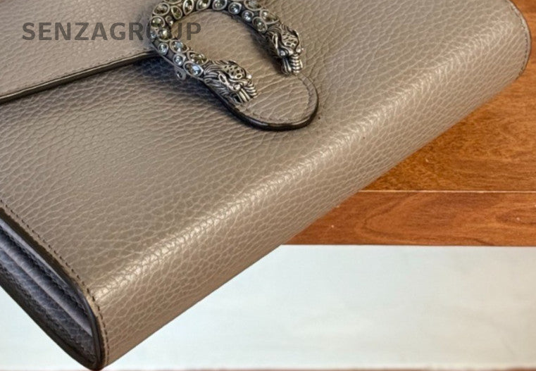 Gucci WOC Calfskin Chain 2Way Shoulder Bag Crossbody Gray Silver Women Classic