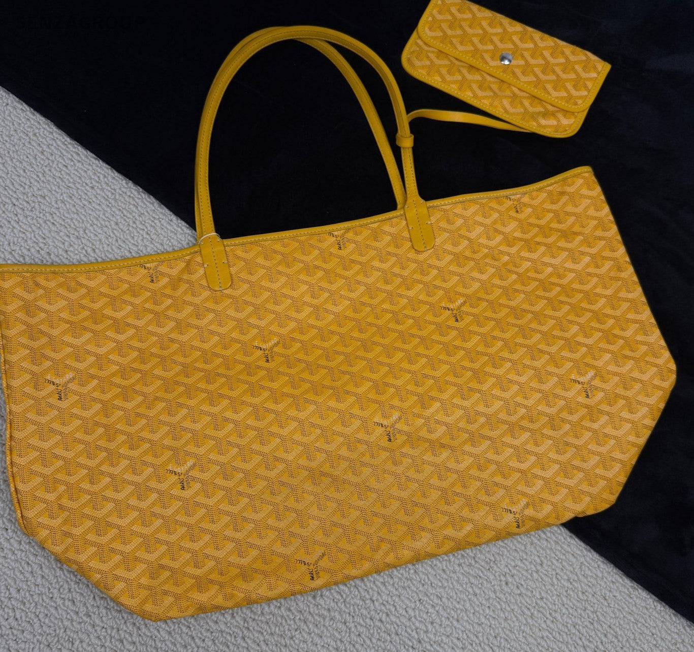 Goyard GM Canvas Monogram Tote Bag Top Handle Shoulder Bag With Pouch Yellow.