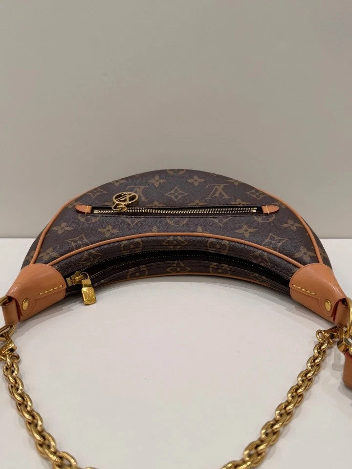 Louis Vuitton Loop Monogram Crescent Gold Chain Shoulder Bag