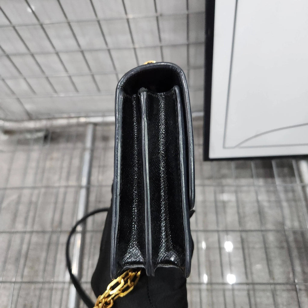 PRADA Black Gold Crossbody Shoulder Bag For Women