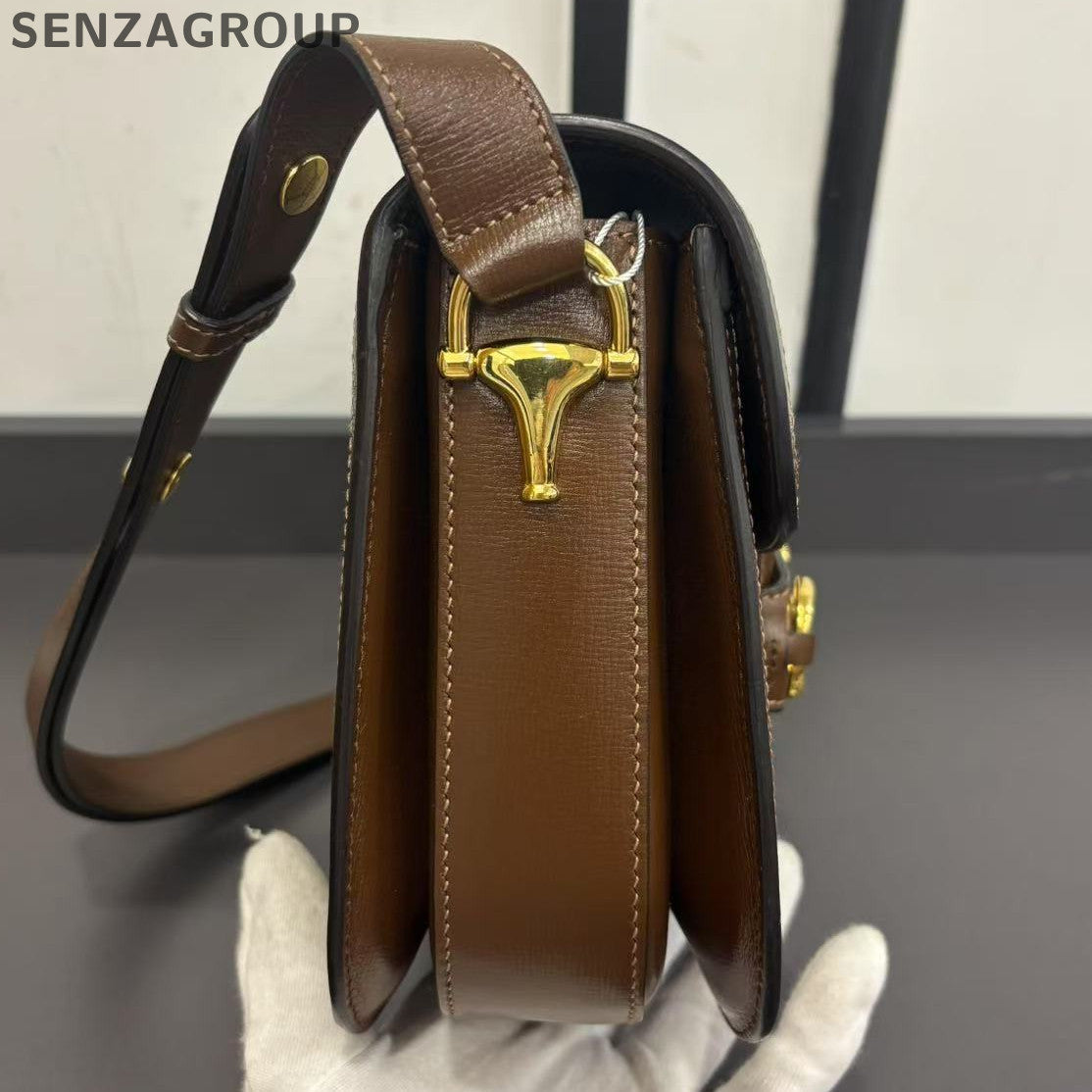Gucci Horsebit 1955 GG Supreme Saddle Bag Brown Women's Classic