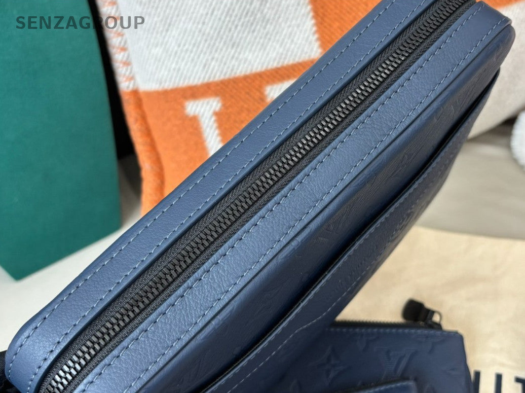 Louis Vuitton Trio Monogram Shoulder Bag Blue Black Unisex Adults Classic
