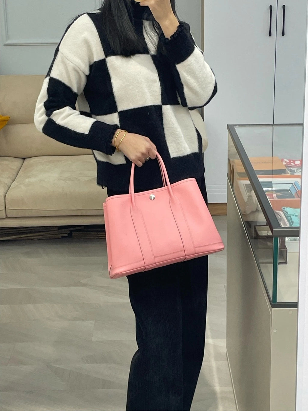 Hermes Canvas Garden Party30 Tote Bag For Women