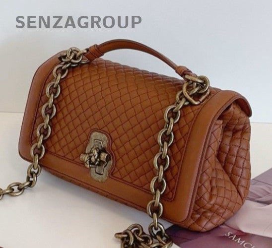 Bottega Veneta Olimpia Knot Chain Shoulder Bag Brown Gold Used Women Classic