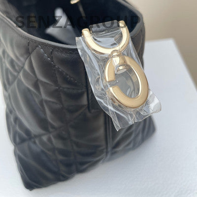Dior Medium Toujours Black Gold Calfskin Cannage Tote Bag
