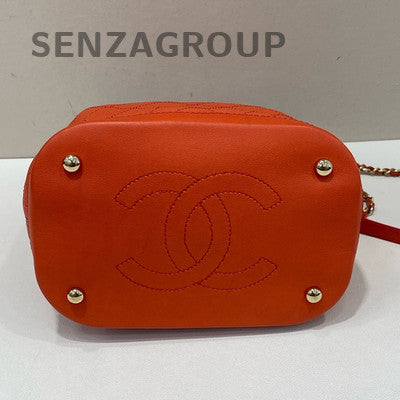 Chanel Quilted Drawstring Bucket Bag Red Gold Chain Shoulder Crossbody