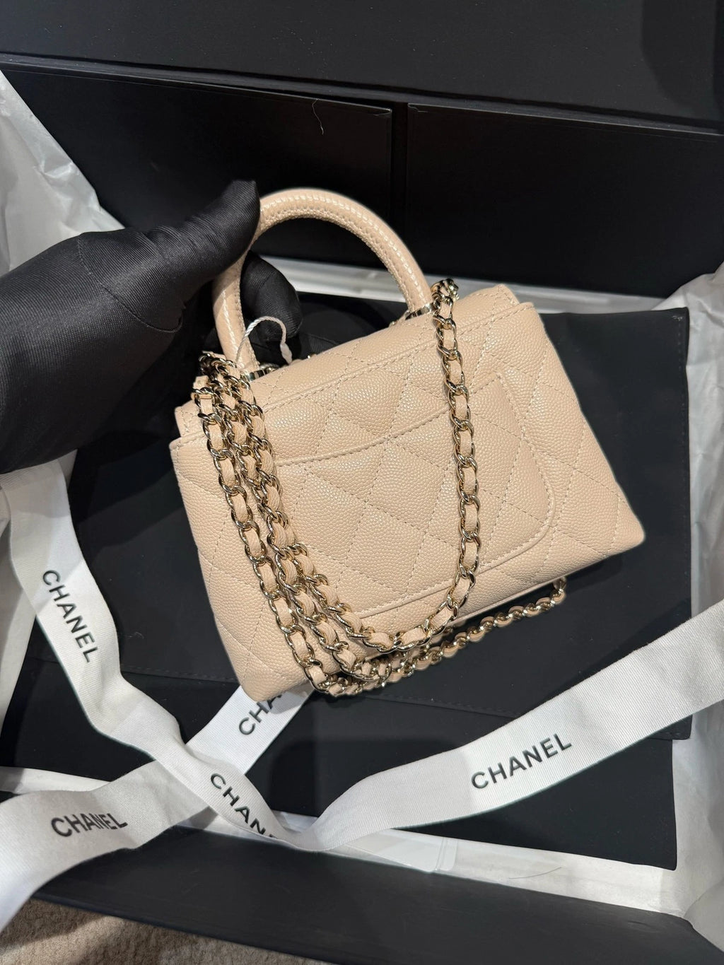 CHANEL Cocohandle Nano Khaki Top Handle Bag For Women