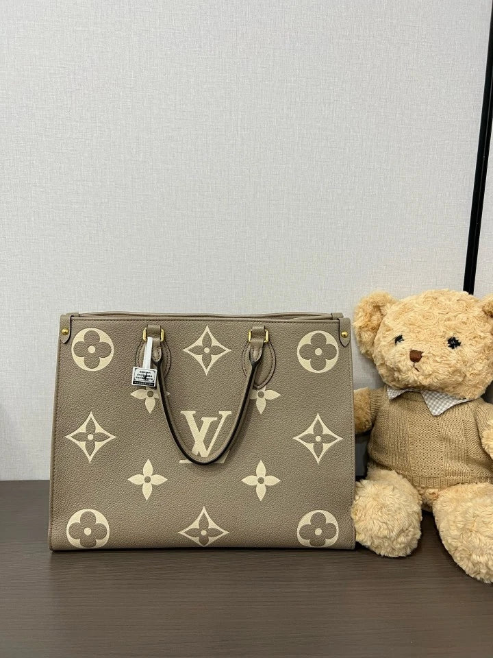 Louis Vuitton On The Go Medium Tote Bag For Women Gray