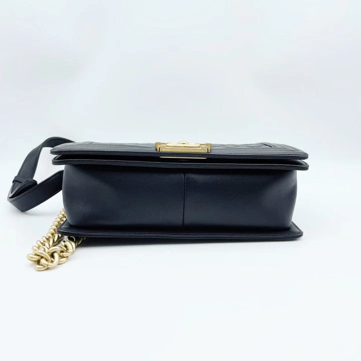 CHANEL Black Leboy Medium Shoulder Crossbody Bag For Women
