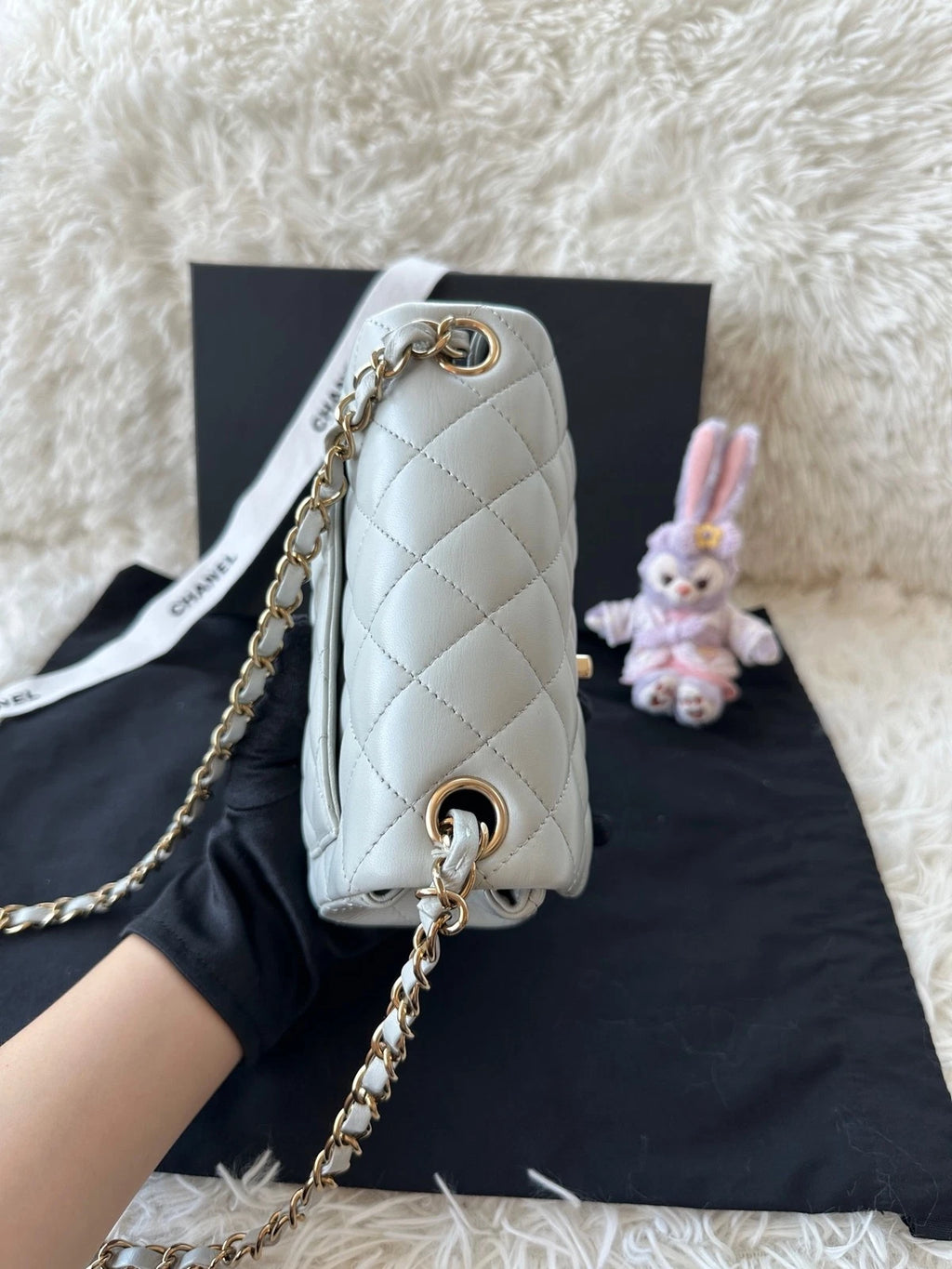 CHANEL Square Mini Crossbody Bag Blue Lambskin For Women