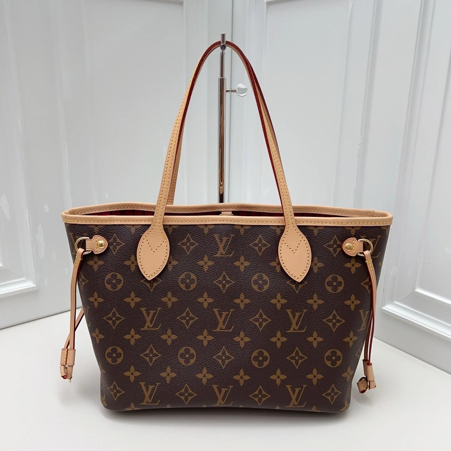 Louis Vuitton Neverfull PM Monogram Canvas Tote Shoulder Bag Brown Gold Women