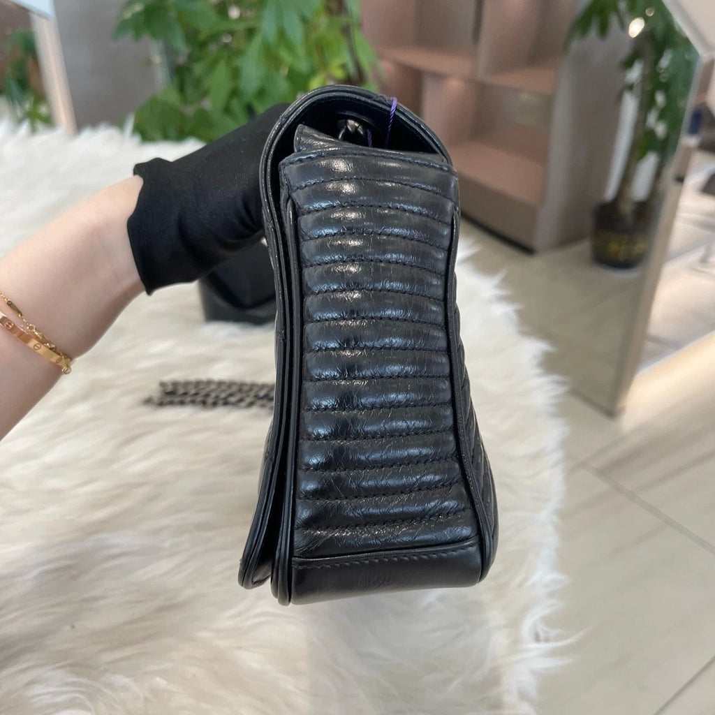 Chanel Classic Flap Chain Shoulder Crossbody Bag Black Silver Women's Fashion