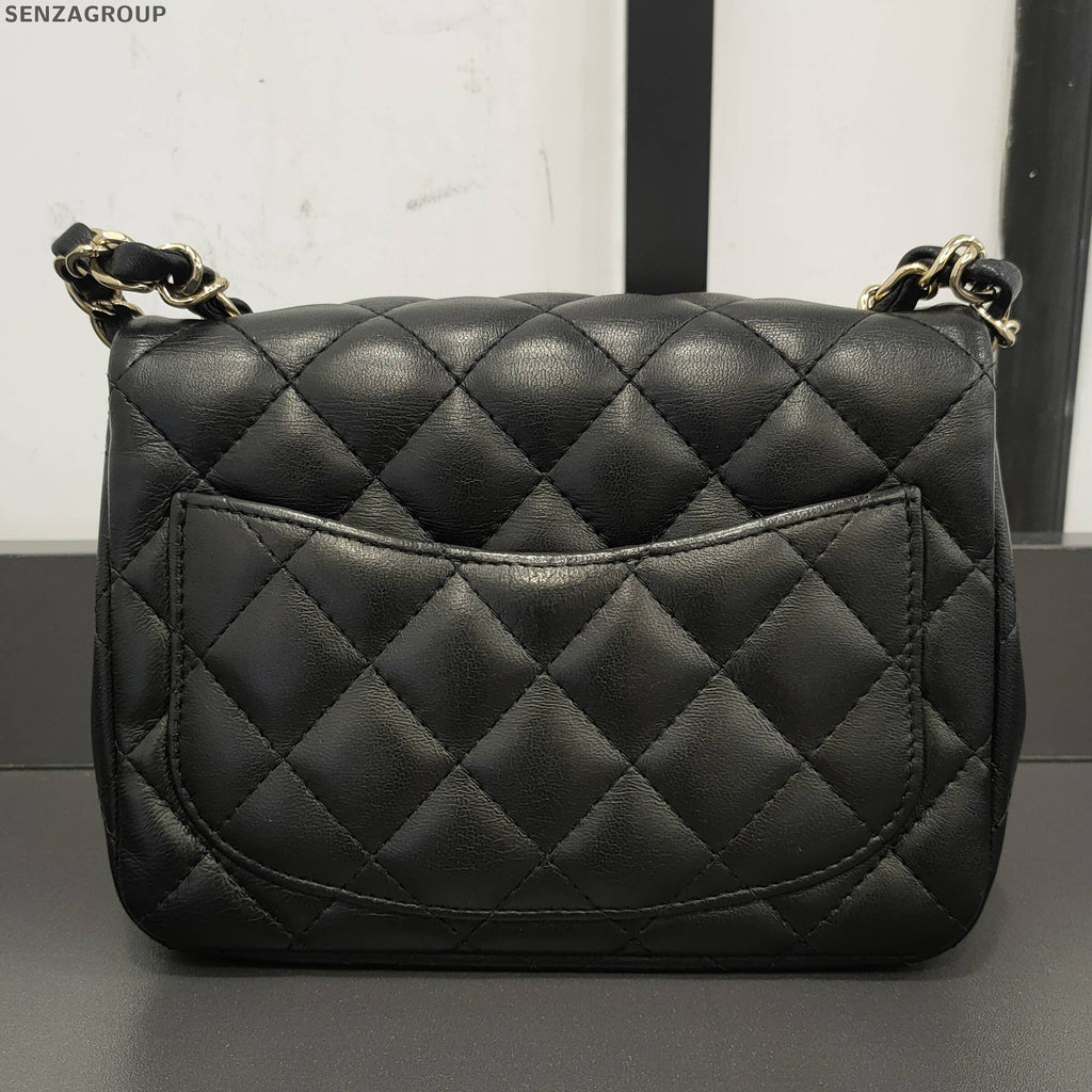 Chanel Classic Flap Black Gold Lambskin Quilted Shoulder Crossbody Bag