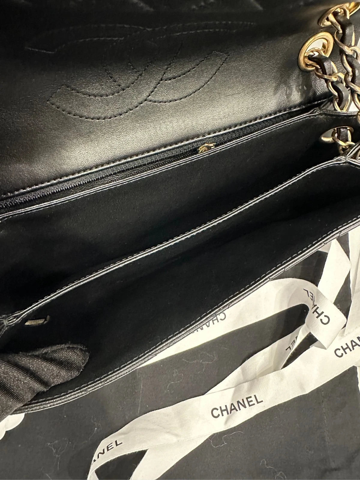 CHANEL Black Gold Lamskin Accordion Shoulder Crossbody Bag For Women