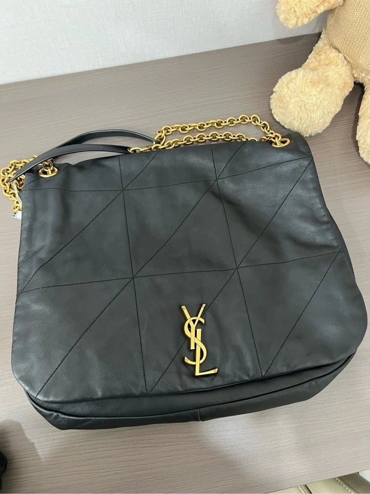 YSL Saint Laurent Black Gold Large Jamie Shoulder Bag For Women