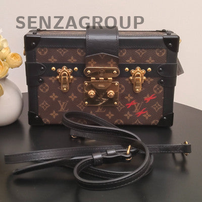 Louis Vuitton Monogram Hard Trunk Bag Brown Gold Buckle Shoulder Crossbody